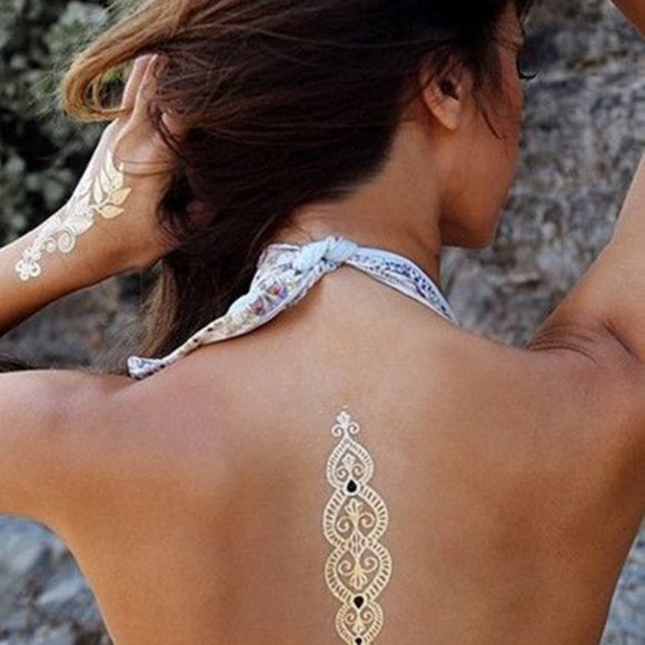 3 sheets Golden Silver Temporary Tattoo - Picture 11 of 16